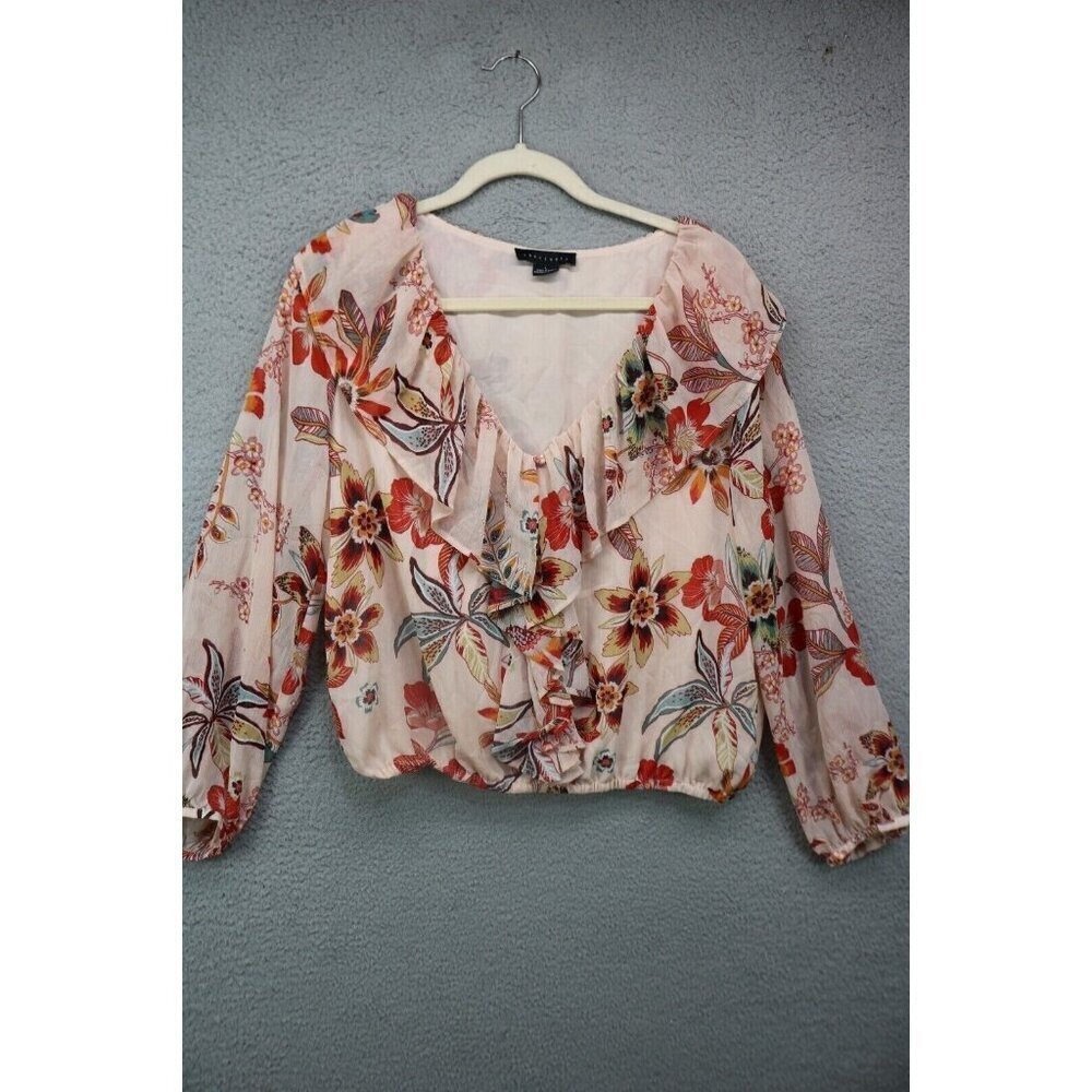 Sanctuary Long Balloon Sleeves Cropped Top-Large-Elastic Waist-Cottagecore-Boho